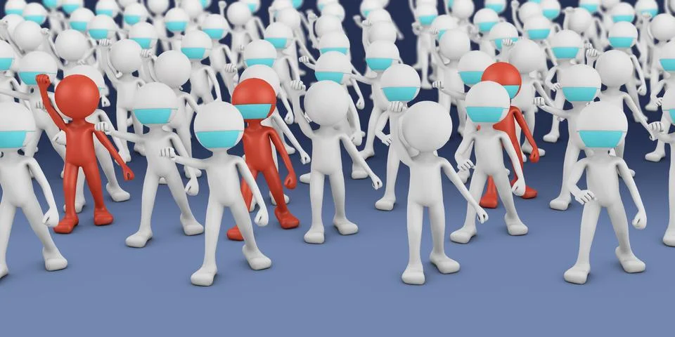 A crowd masked men Stock Illustration
