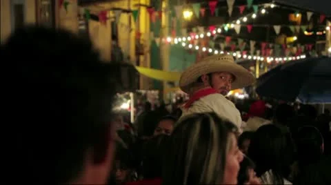 Crowd in Mexican Town Stock Footage 10560702