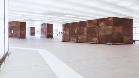 Crowd in Modern Architecture time lapse Stock Footage 252041913