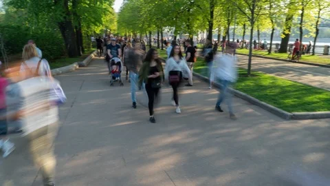 Crowd Movement Timelapse Panorama Stock Footage 91664613