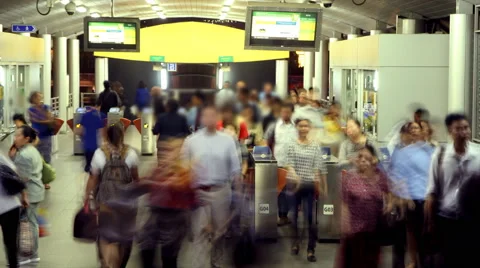 Crowd moving to entrant Stock Footage 63653924
