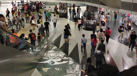 Crowd of multicultural people in subway Stockbeeldmateriaal 24813326