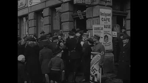 Crowd with Nazi banner standing in stree... | Stock Video | Pond5