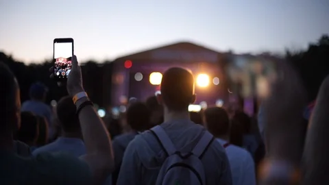 Crowd at open air in the evening summer time Stock Footage 127895783