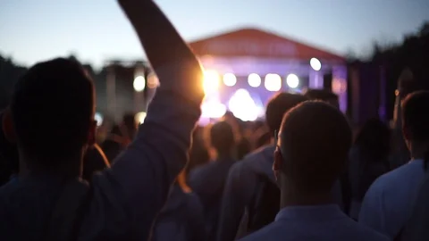 Crowd at open air in the evening summer time Stock Footage 127896652