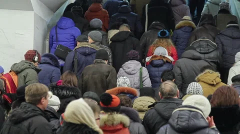 Crowd out of the Underground Stock Footage 44980903