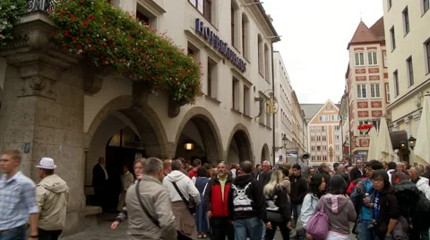 Crowd Outside Beer Hall Video stock 43650080