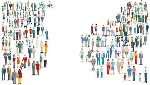 Crowd in the panorama, isolated Stock Illustration