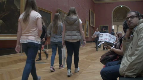 Crowd at Paris Louvre museum Stock Footage 55665109