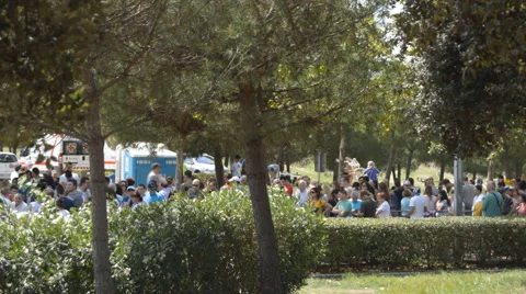 Crowd At The Park Stock Footage 55216653