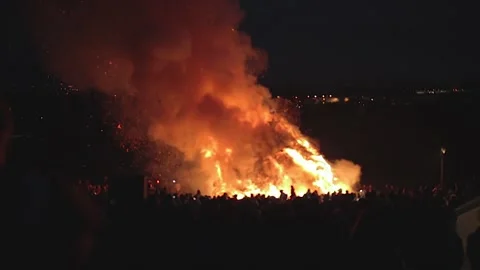 Crowd participating at the easter fire event Stock Footage 142211793