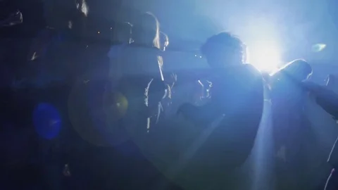 Crowd At The Party. Dances In The Background Of Lights. Slow-mo Stock Footage 83637794