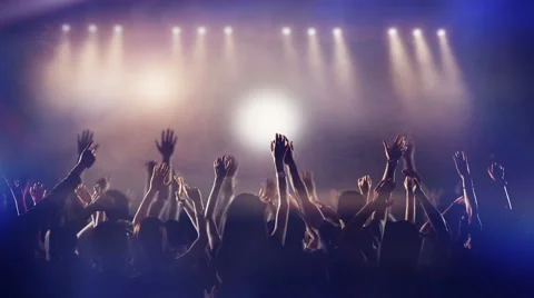 Crowd partying, dancing slow motion at a concert Stock Footage