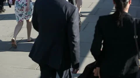 Crowd of pedestrian commuters on London Bridge 12 Stock Footage