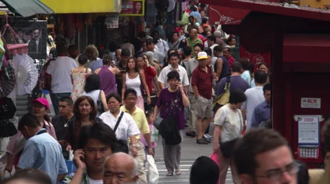 Crowd of pedestrians on Canal Street, NYC Stock Footage 59453748