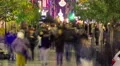 Crowd pedestrians people night time lapse Athens christmas decorated street HD Footage