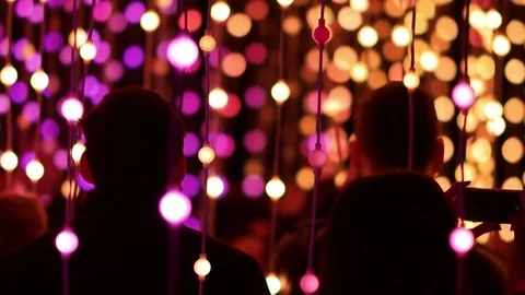 Crowd of People Admiring LED Light Bulbs Stock Footage 81504180