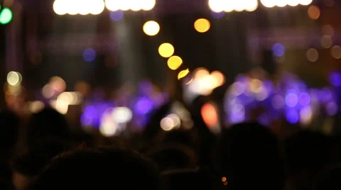 Crowd of people are dancing at the night concert HD  1080 Stock Footage 53299016