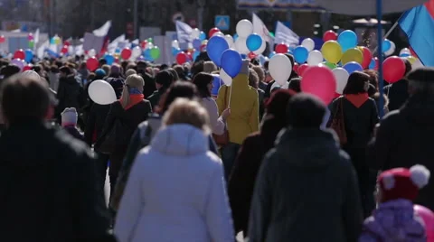 A crowd of people with balls Stock Footage 49654614