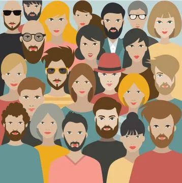 Crowd of people. A big group of different people. Vector. イラスト素材