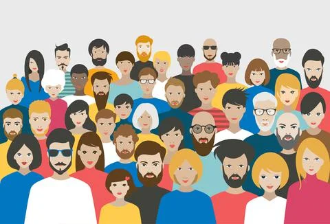 Crowd of people. A big group of different people. Vector. Stock Illustration