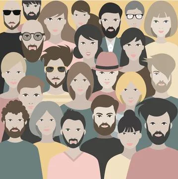 Crowd of people. A big group of different people. Vector. Stock Illustration
