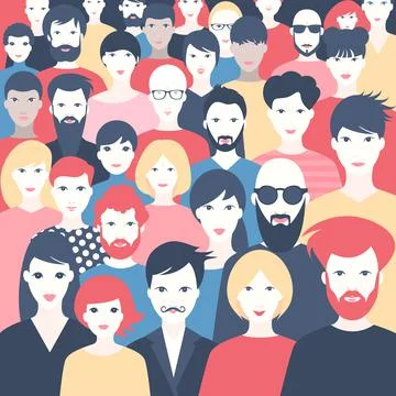 Crowd of people. A big group of different people. Vector. Stock Illustration