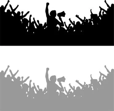 Crowd people cheering vector isolated on white background Stock Illustration