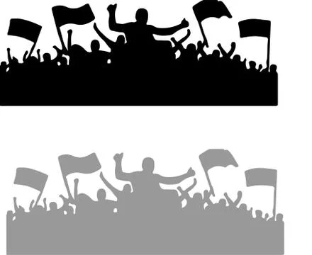Crowd people cheering vector isolated on white background Stock Illustration