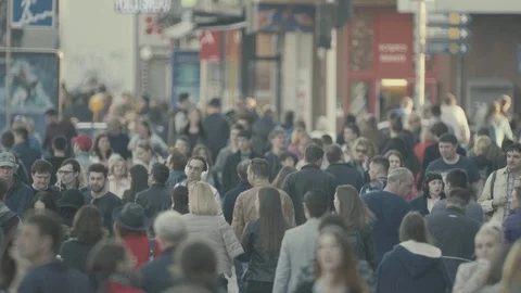 Crowd of people on a city street Stock Footage