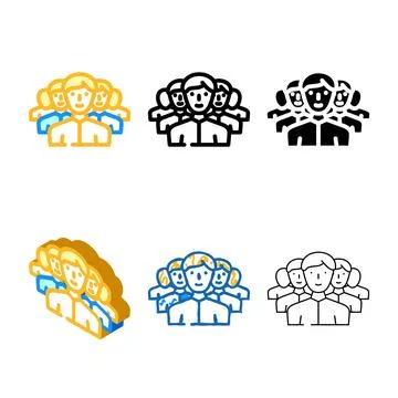 Crowd people color icon vector multistyle Stock Illustration