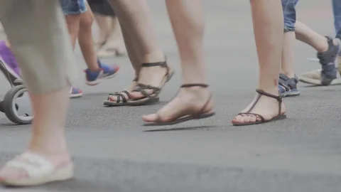 Crowd Of People Crossing Road Stock Footage 84129529