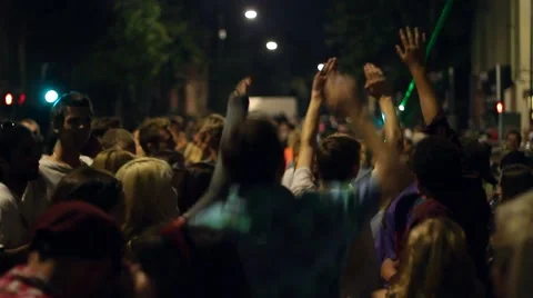 Crowd of People Dancing in Street During Rave, St Pauls Carnival, Bristol Stock Footage 57688218