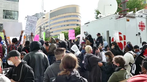 Crowd of people during protest Stock Footage 132437424