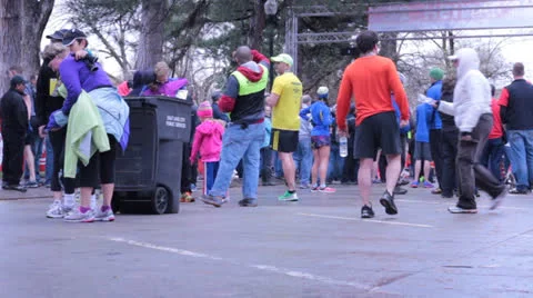 Crowd of people at the end of race. Stock Footage 22734419