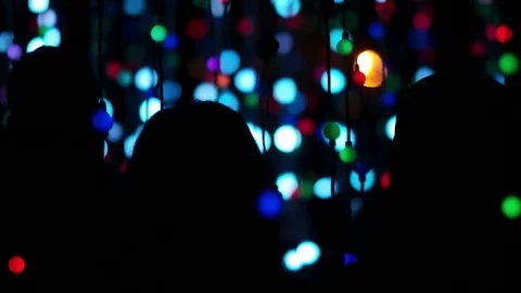 Crowd of People Enjoying LED Lights Stock Footage 81503482