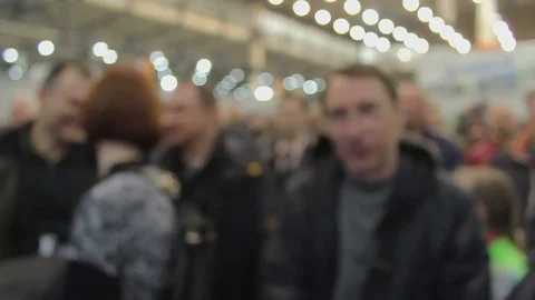 A crowd of people at the exhibition. background Stock Footage 76247994