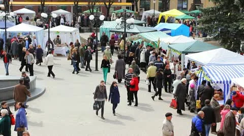 Crowd Of People At Fair Stock Footage 11178905