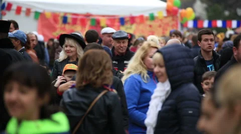 A crowd of people at the fair Stock Footage 67358973