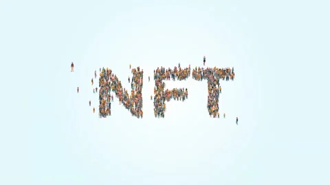 Crowd Of People Forming NFT Word Animation. Non Fungible Token. Stock Footage 196229037