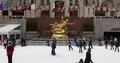 Crowd of People Gather Around Rockefeller Center Ice Skating Rink New York City 4k or 4k+ Resolution
