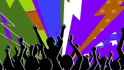 Crowd of People Having Fun at  Concert 2D Animation.  動画素材 238947451