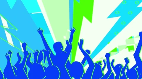 Crowd of People Having Fun at  Concert 2D Animation.  Stock Footage 238947728