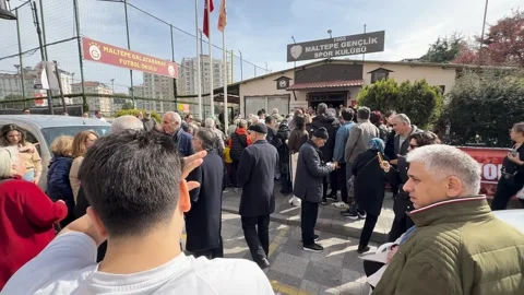 Crowd of people head to polling stations for a primary election to endorse  Stock Footage 304830044