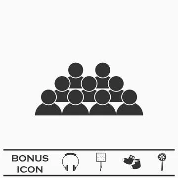 Crowd of people icon flat Stock Illustration