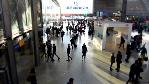 Crowd of people inside a building, time lapse tiltshift Stock Footage 71947770