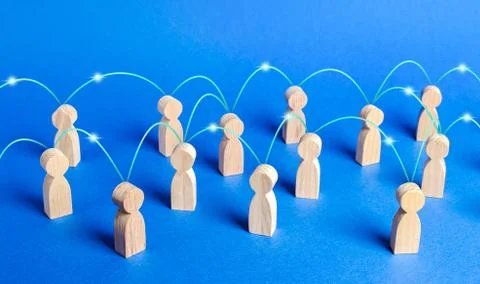 A crowd of people interconnected by communication lines. Cooperation and coll Stock Photos