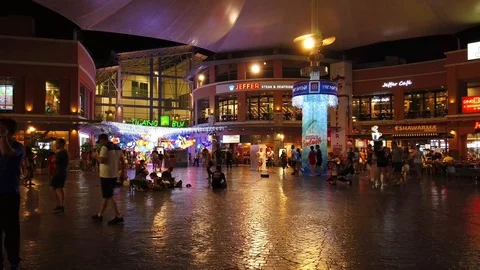 Crowd of People at Jungceylon Shopping Center Stock Footage