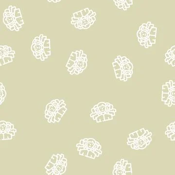 Crowd people line vector seamless pattern Stock Illustration