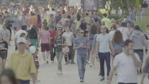Crowd of people. Many people walk down the street. Crowded street. Stock Footage